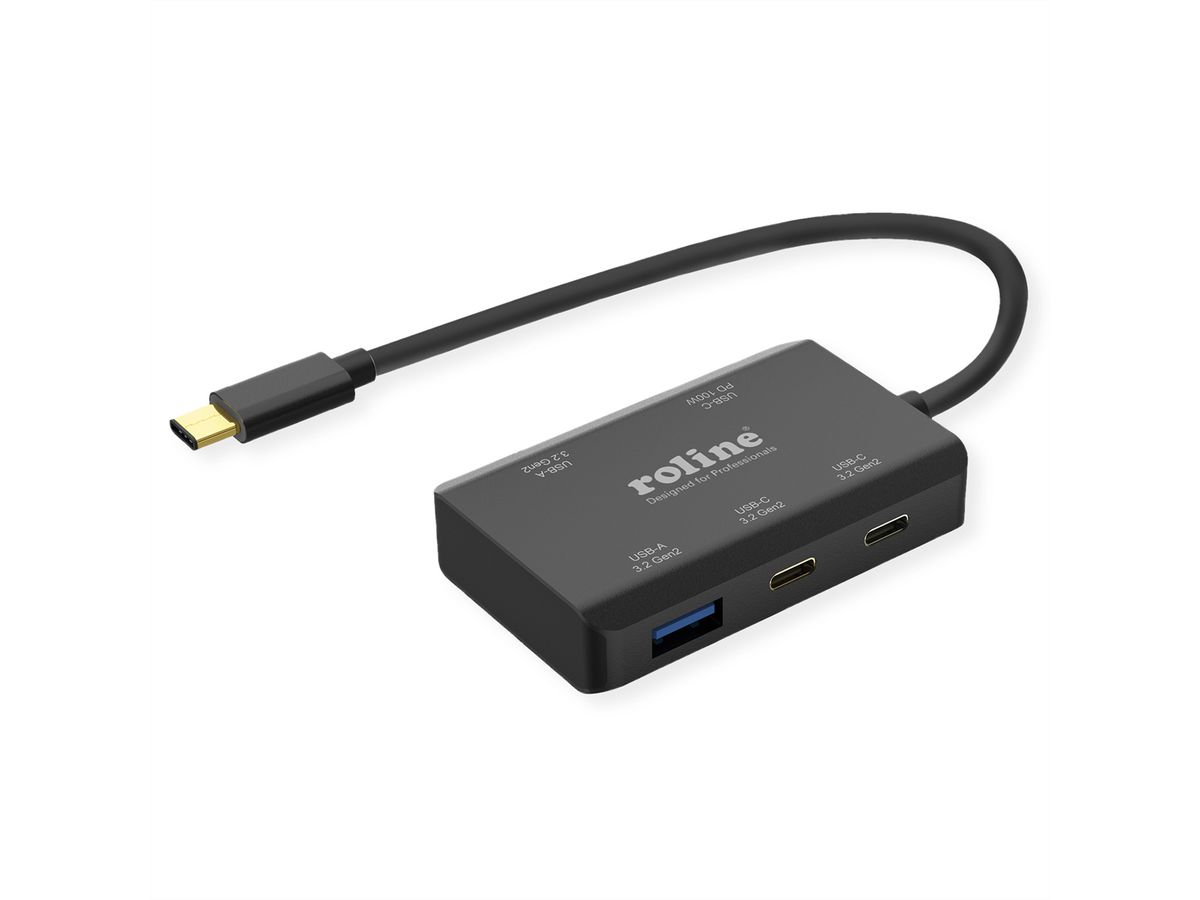 ROLINE USB 3.2 Gen 2 Hub, 4-voudig (2x USB-A + 2x USB-C), PD, type C-aansluitkabel