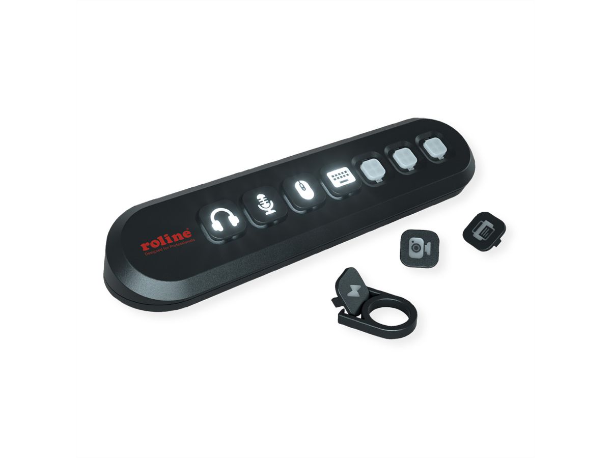ROLINE USB 3.2 Gen 1 Hub, 7 Ports, USB Type A Connection Cable, with Power Supply, Swappable Buttons