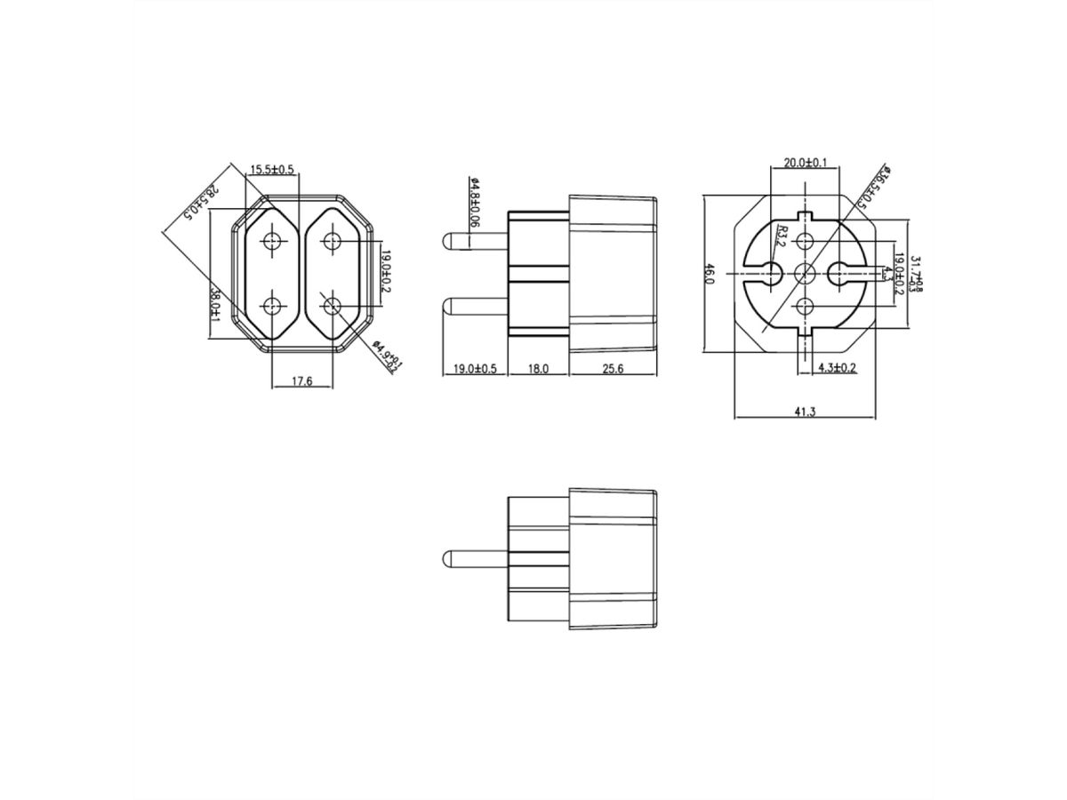 BACHMANN Euro double plug, 1x earthing contact plug, 2x Euro socket