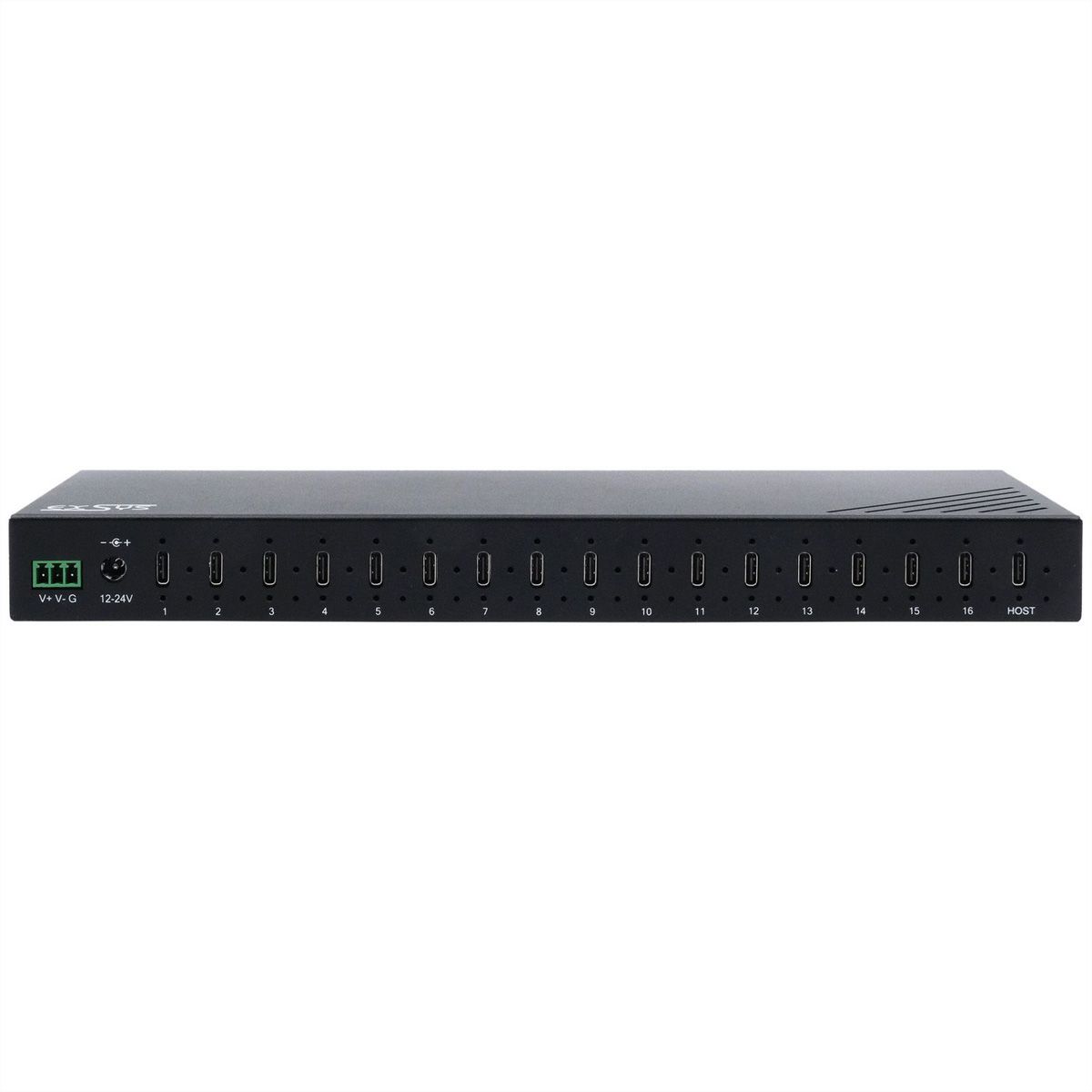 EXSYS EX-12276HMS 16-Port USB 3.2 Gen 2x1 Metal HUB, 15KV ESD Protection for Wall and DIN-Rail Mounting