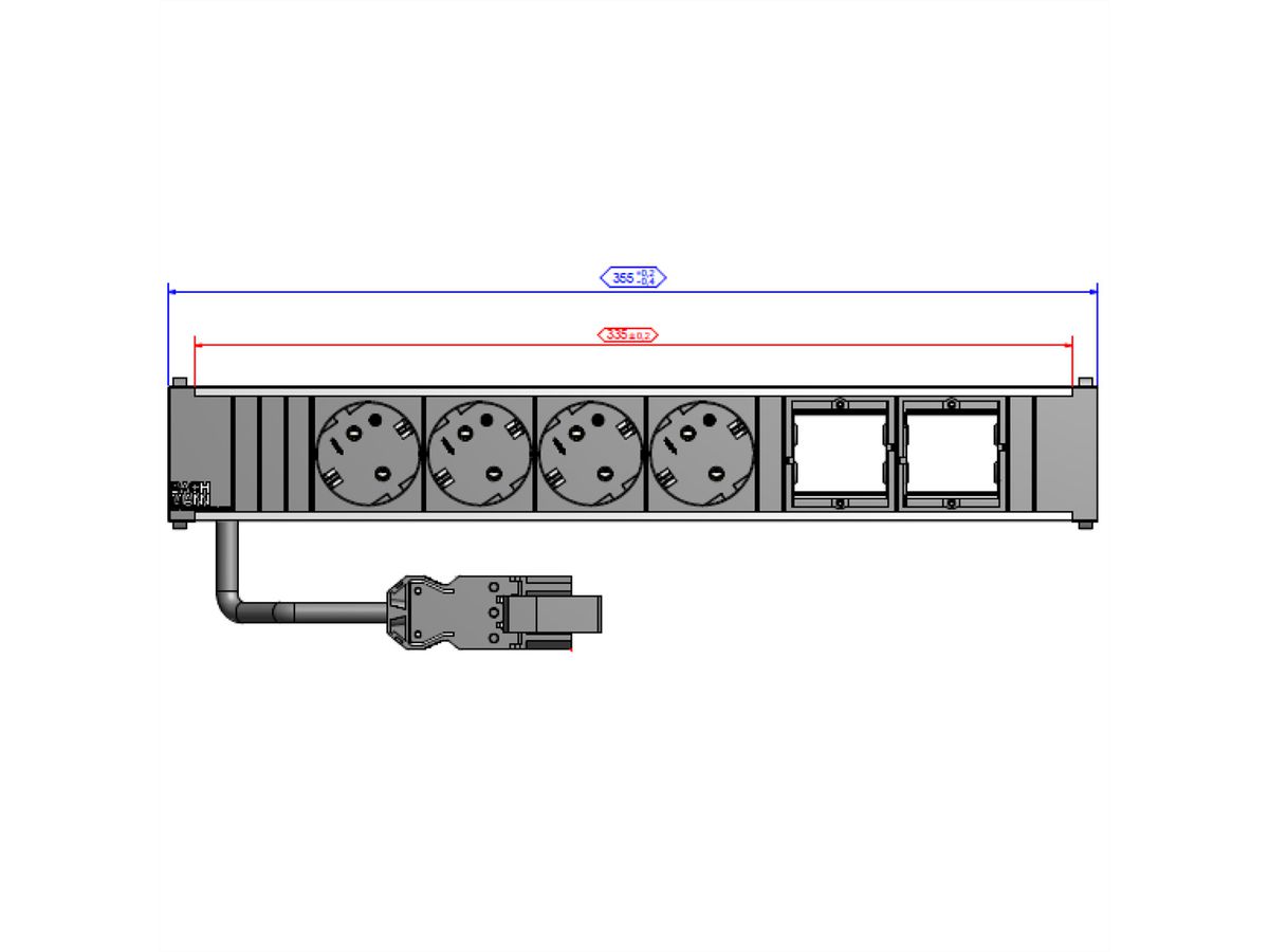 BACHMANN CONI Groot 4x geaard stopcontact 2x ABD