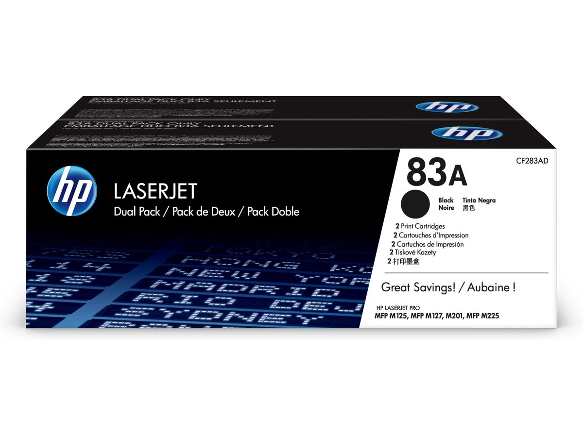 HP 83A 2-pack Black Original LaserJet Toner Cartridges