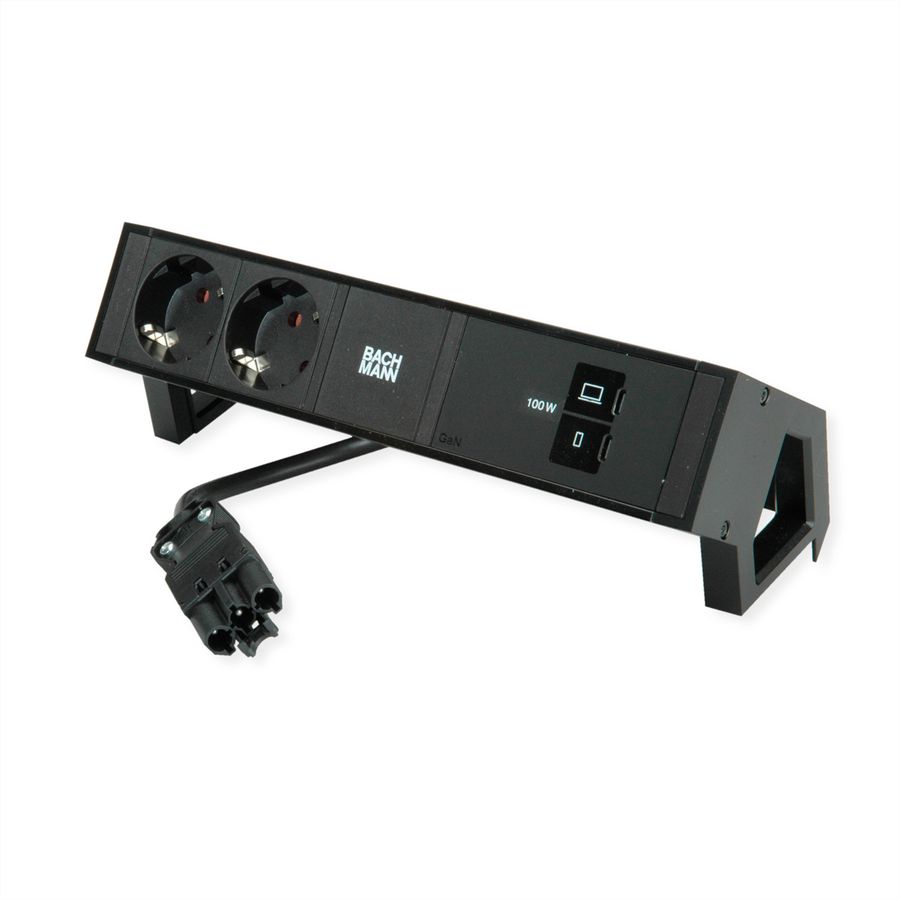 BACHMANN DESK2 2x CEE7/3, USB-C, USB-Charger 100W, GST18 0,2m