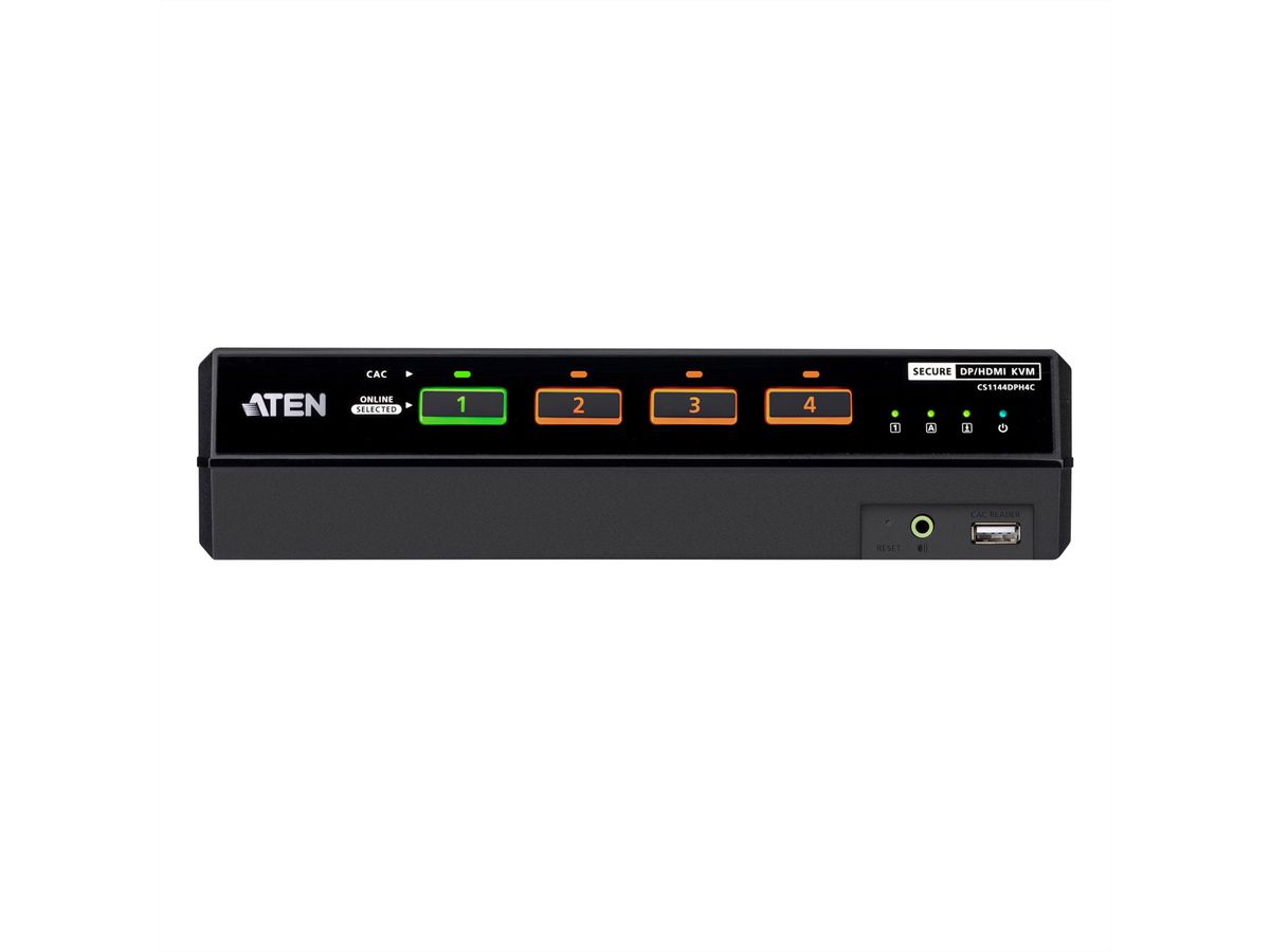 ATEN CS1144DPH4C 4-Port USB 5K DP/HDMI Dual Bildschirm Universal Secure KVM Switch , mit Cardreader