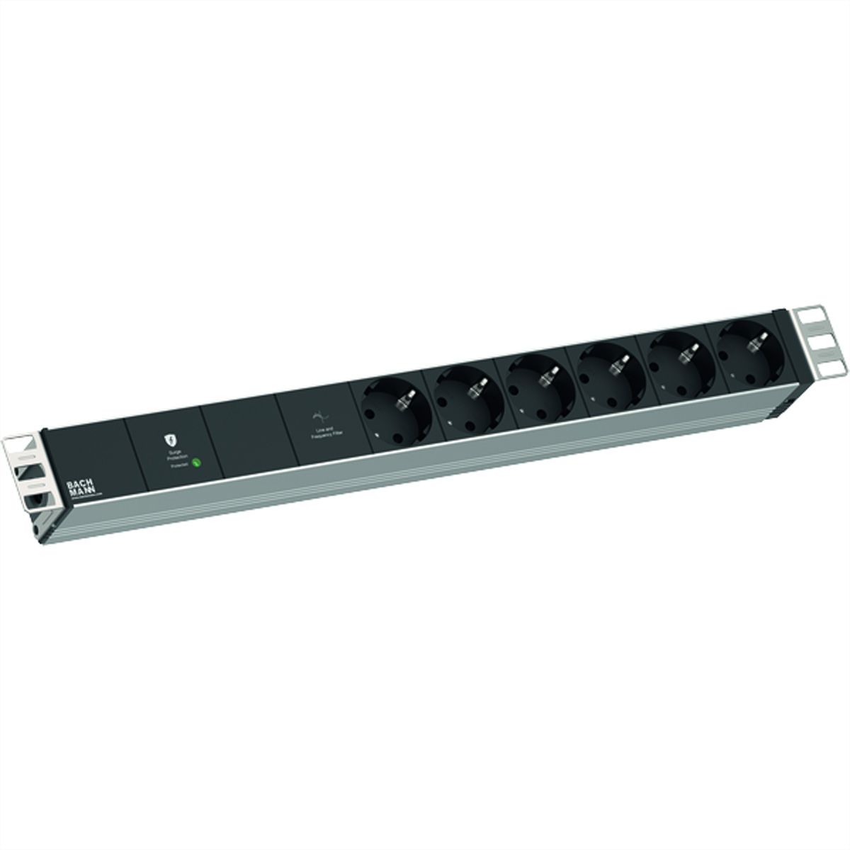 BACHMANN 19" 1U VM 6xCEE7/3 1xGVS-Plus 2.0m CEE7/7
