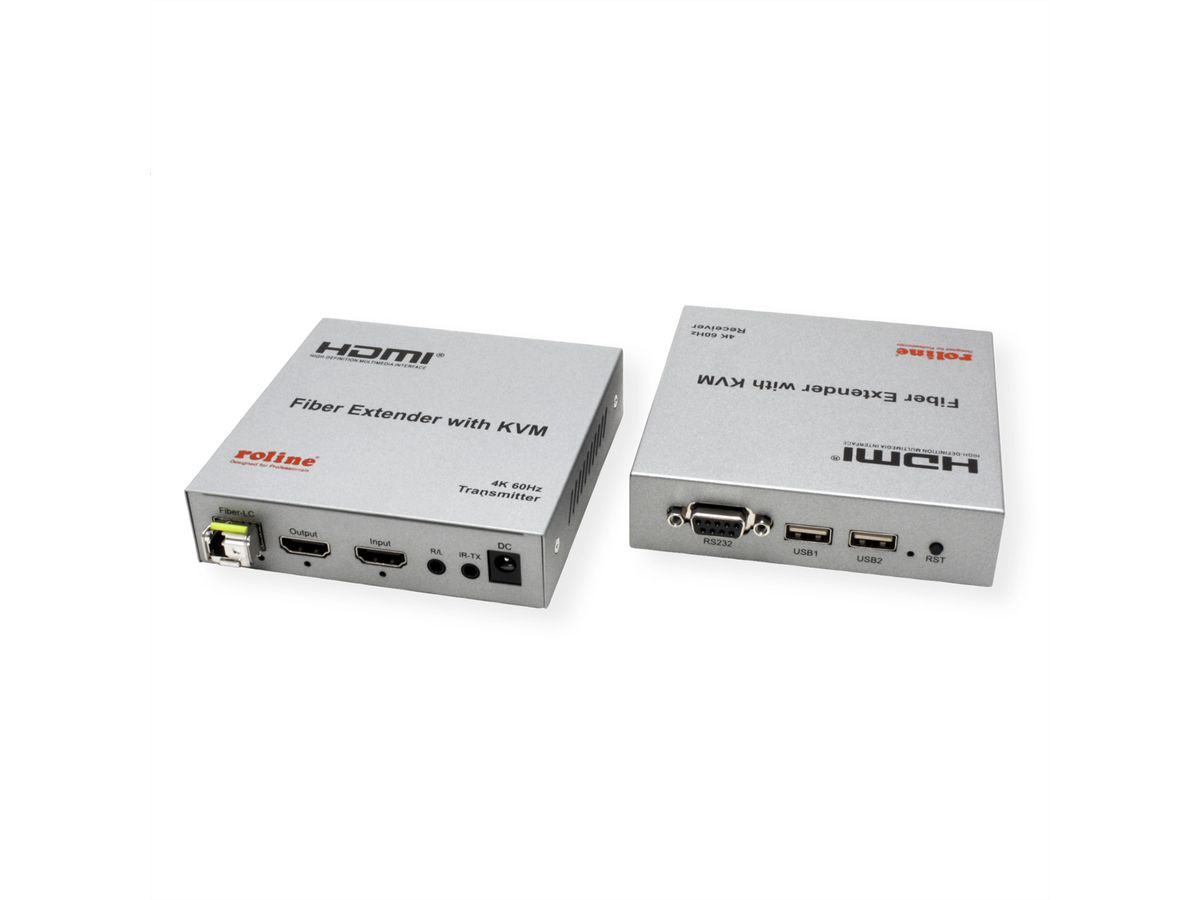ROLINE KVM Extender over Fiber Optic, HDMI 4K, USB, 20 km