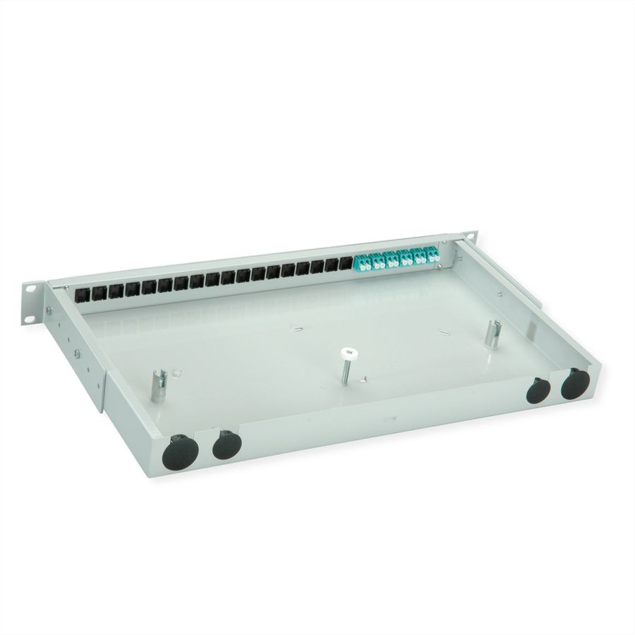 TELEGÄRTNER BASIS V LWL-Panel mit Kupplungen, 6x LC Duplex, türkis, OM3