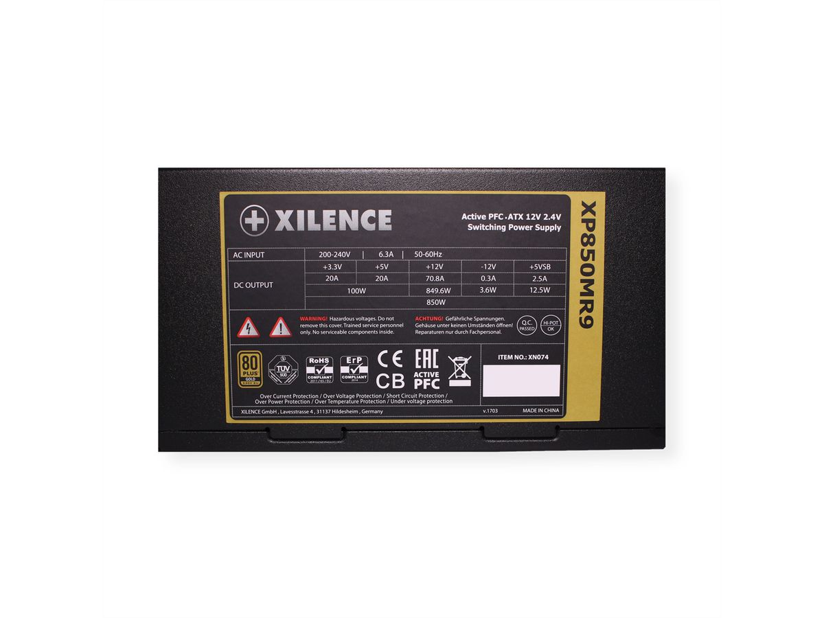 Xilence XP850MR9 850W PC voeding, Semi modulair, 80+ Gold, ATX