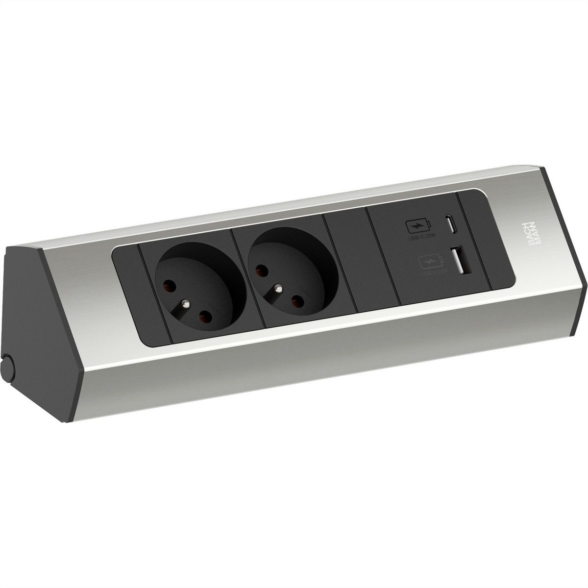 BACHMANN CASIA 2 2xUTE 1xUSB A/C 22W 2.0m AEH stainless steel look