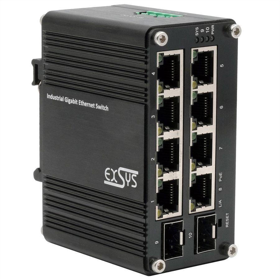 EXSYS EX-62035MPoE-SFP-8+2 industriële Gigabit SFP PoE+ miniswitch Web Managed