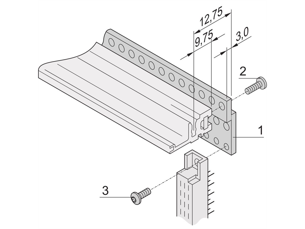 SCHROFF Z-rail voor verbindingsstuk, EN 60603-2, 40 HP