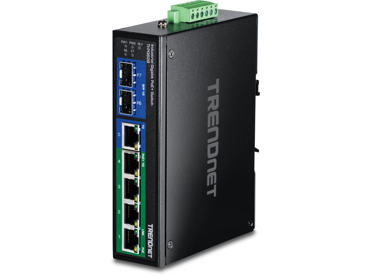 TRENDnet TI-PG62B 7-poorts Industriële Gigabit Switch PoE+ 2SFP