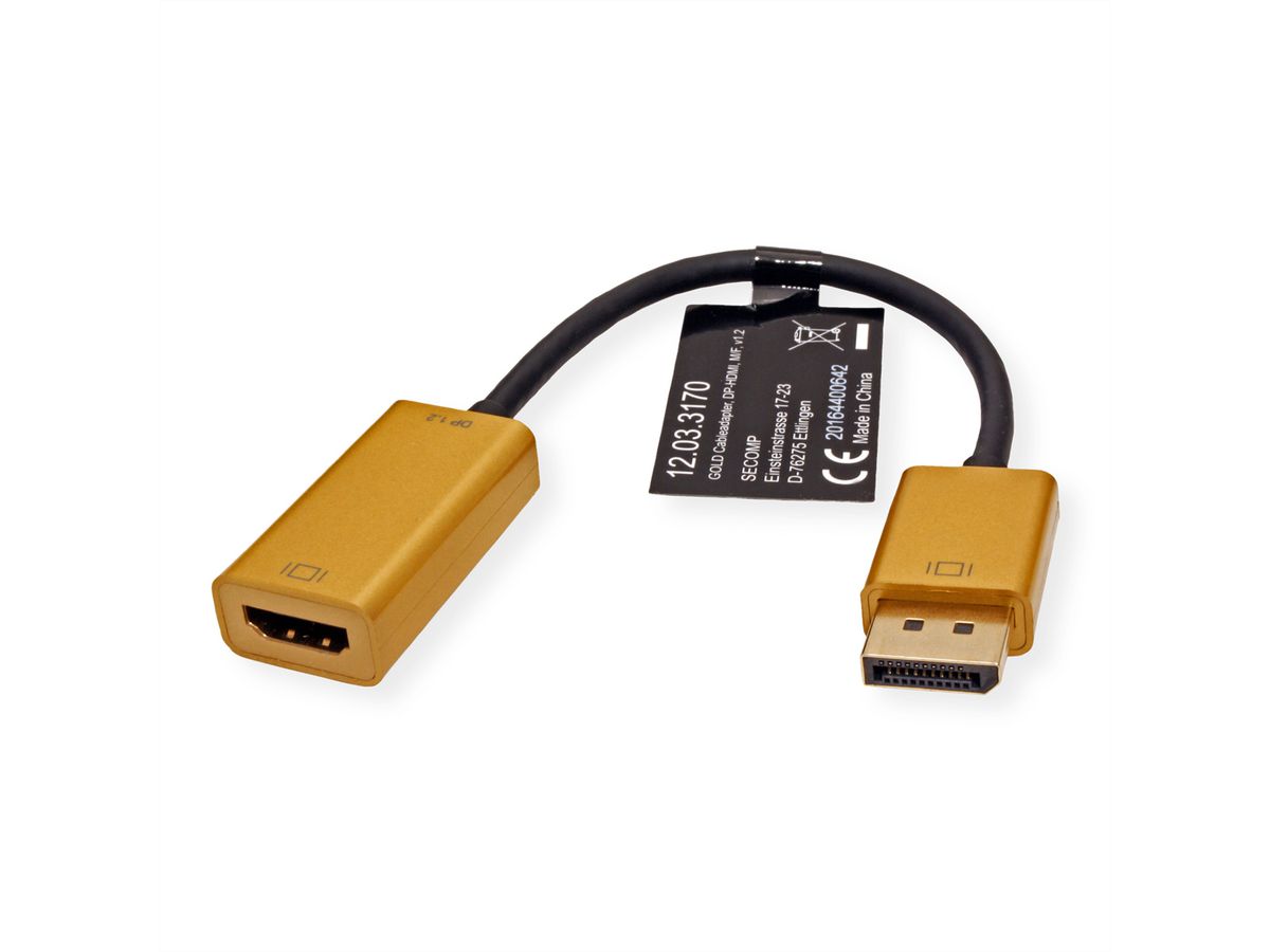 ROLINE GOLD 4K Adapter, active, v1.2, DP-HDMI, M/F