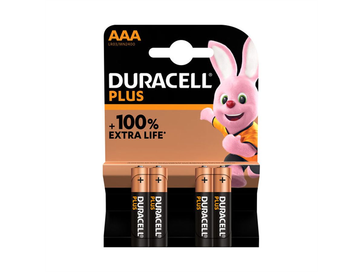DURACELL Alkaline Plus, AAA (LR03), verpakking van 4