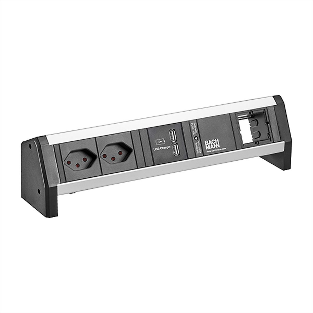 BACHMANN DESK 2xCH T13 90° 1xUSB 1xCM, 1xCurrent fuse 1.0m GST18 Switzerland