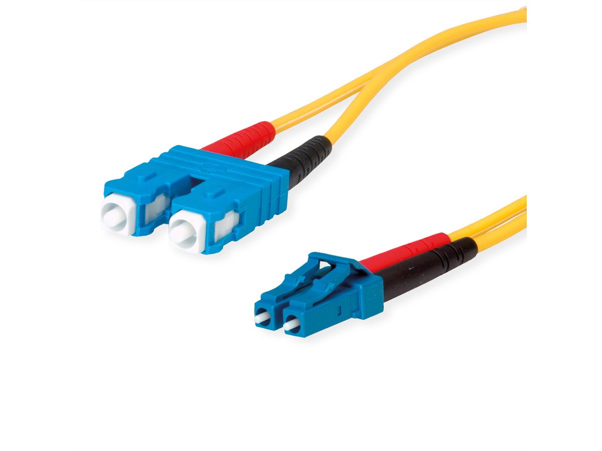 TELEGÄRTNER glasvezelkabel 2x E9/125 OS2, 1x SC Duplex - 1x LC Duplex, geel, 2 m