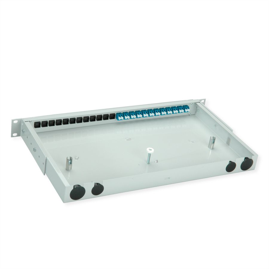 TELEGÄRTNER BASIS V LWL-Panel mit Kupplungen, 12x LC Duplex, blau, OS2