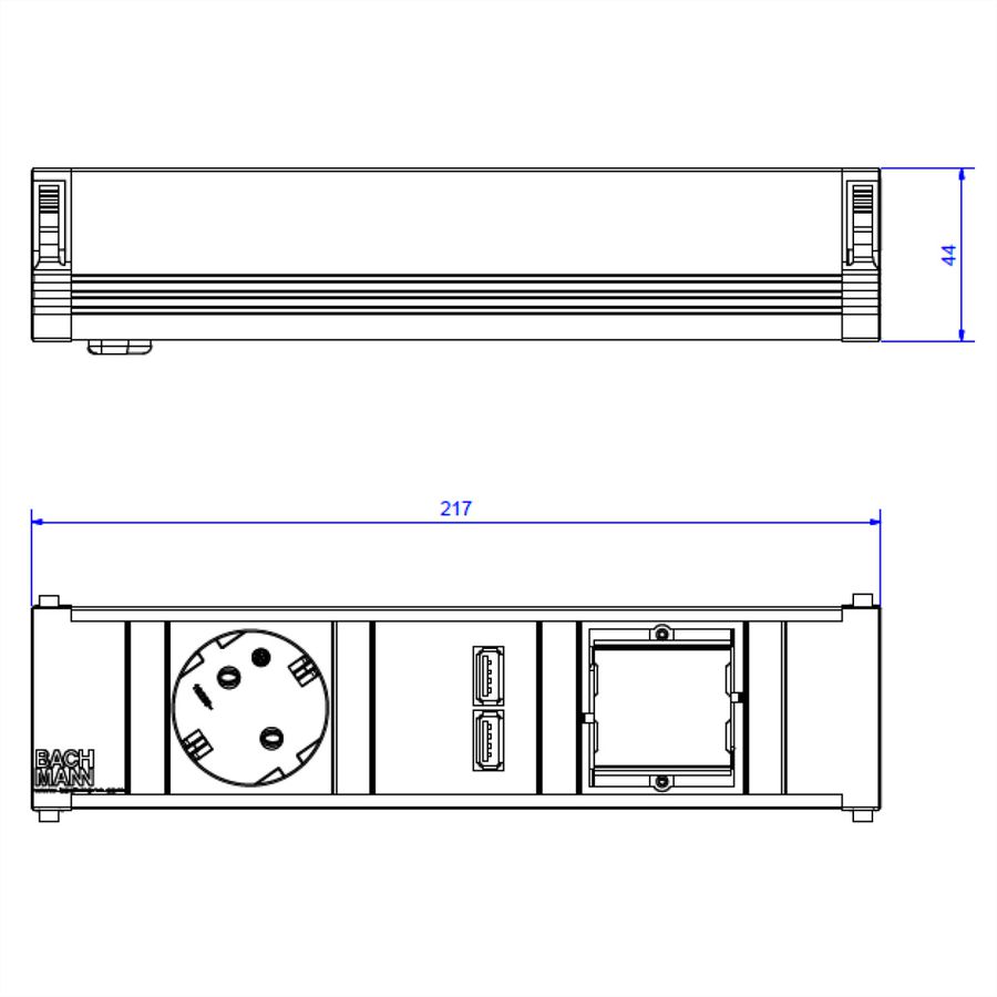 BACHMANN CONI Klein 1x Geaard stopcontact 1x USB oplader 1x ABD