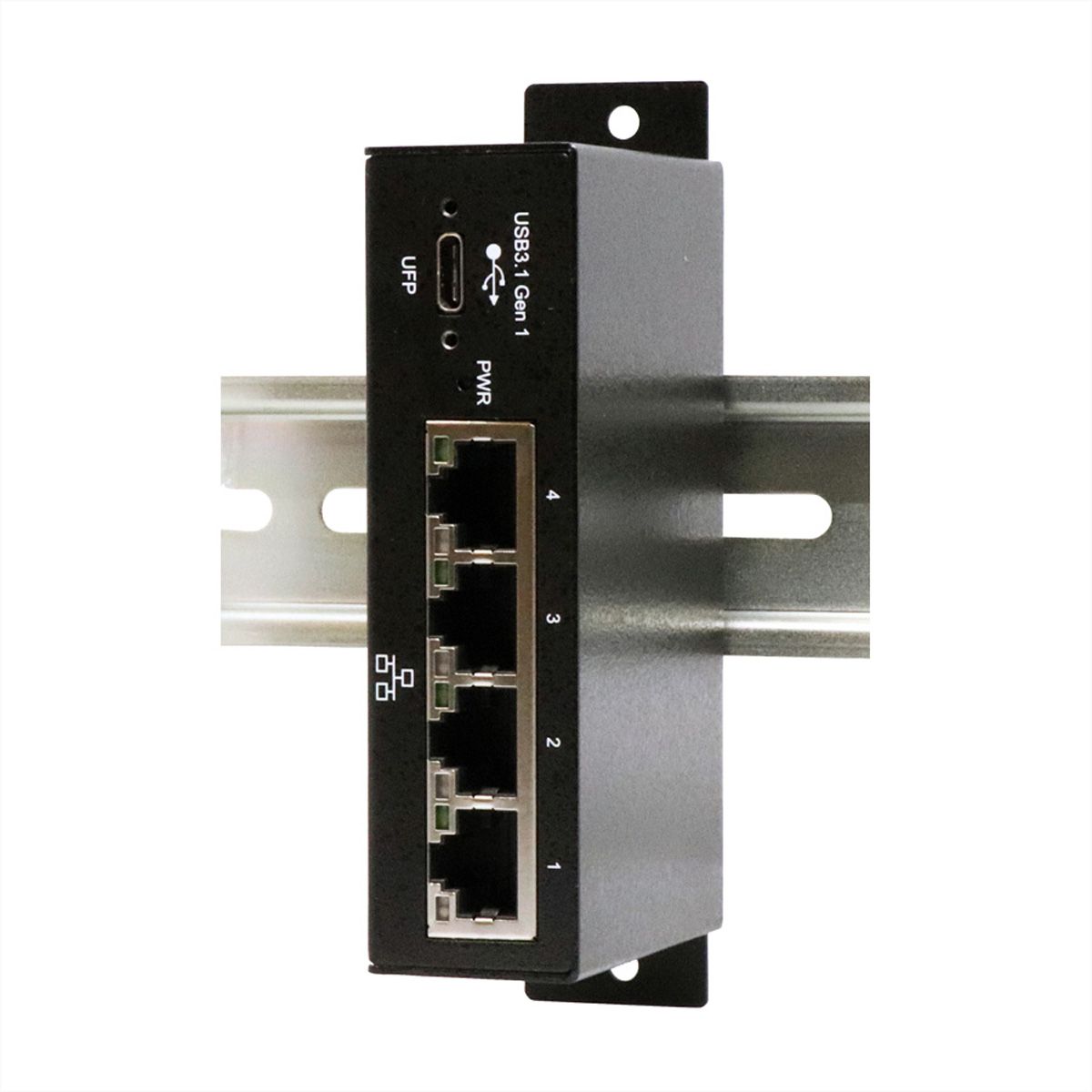EXSYS EX-1330M USB 3.0/3.1 Gen1 zu 4 x Ethernet 1Gigabit Din-Rail