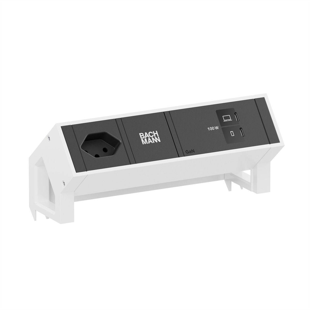 BACHMANN DESK2 1xCH 90° 1xUSB C/C 100W, L=0.2m RAL9010
