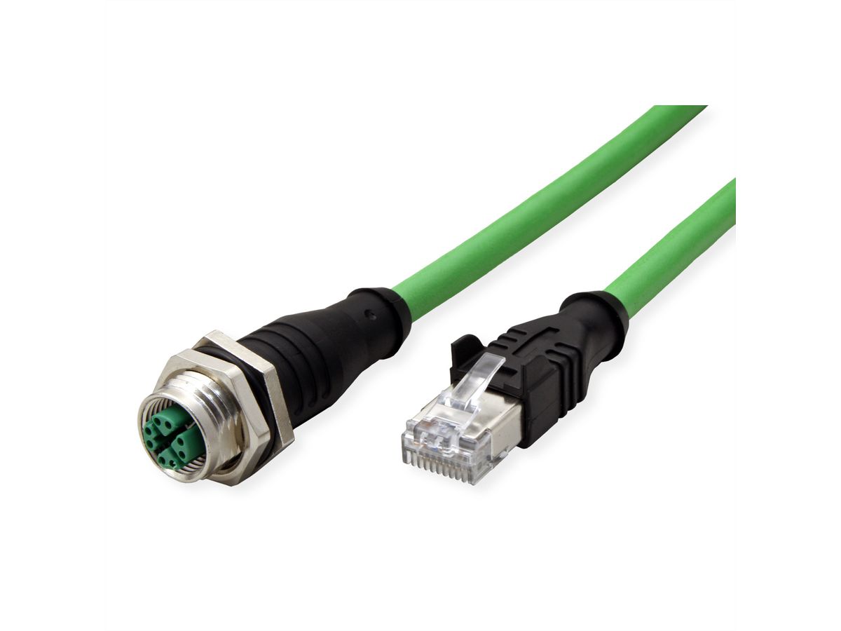 METZ CONNECT Verbindungsleitung M12 BU-RJ45 ST, 8-pol X-kodiert, gerade-gerade, 2 m