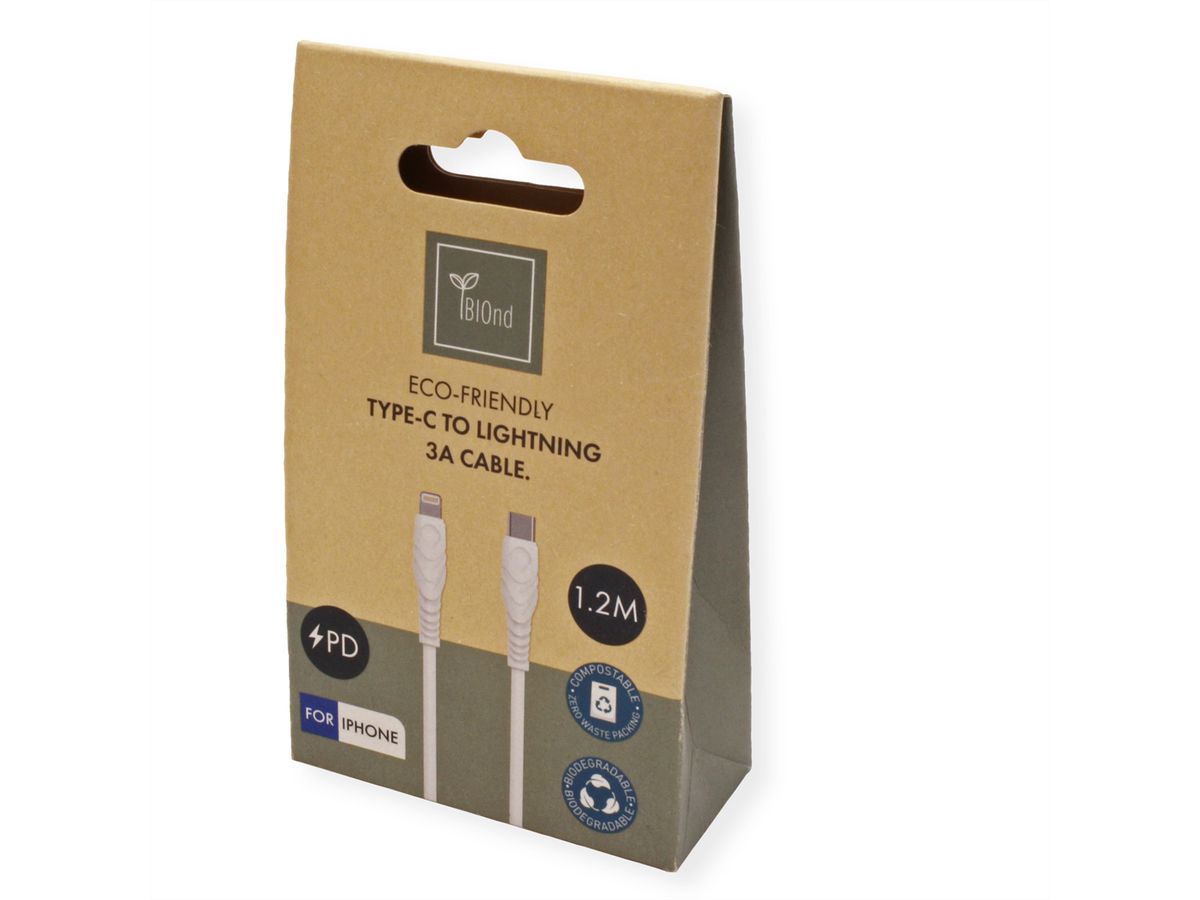 BIOnd BIO-12-TIP USB-C naar Lightning 3A kabel, 1,2 m