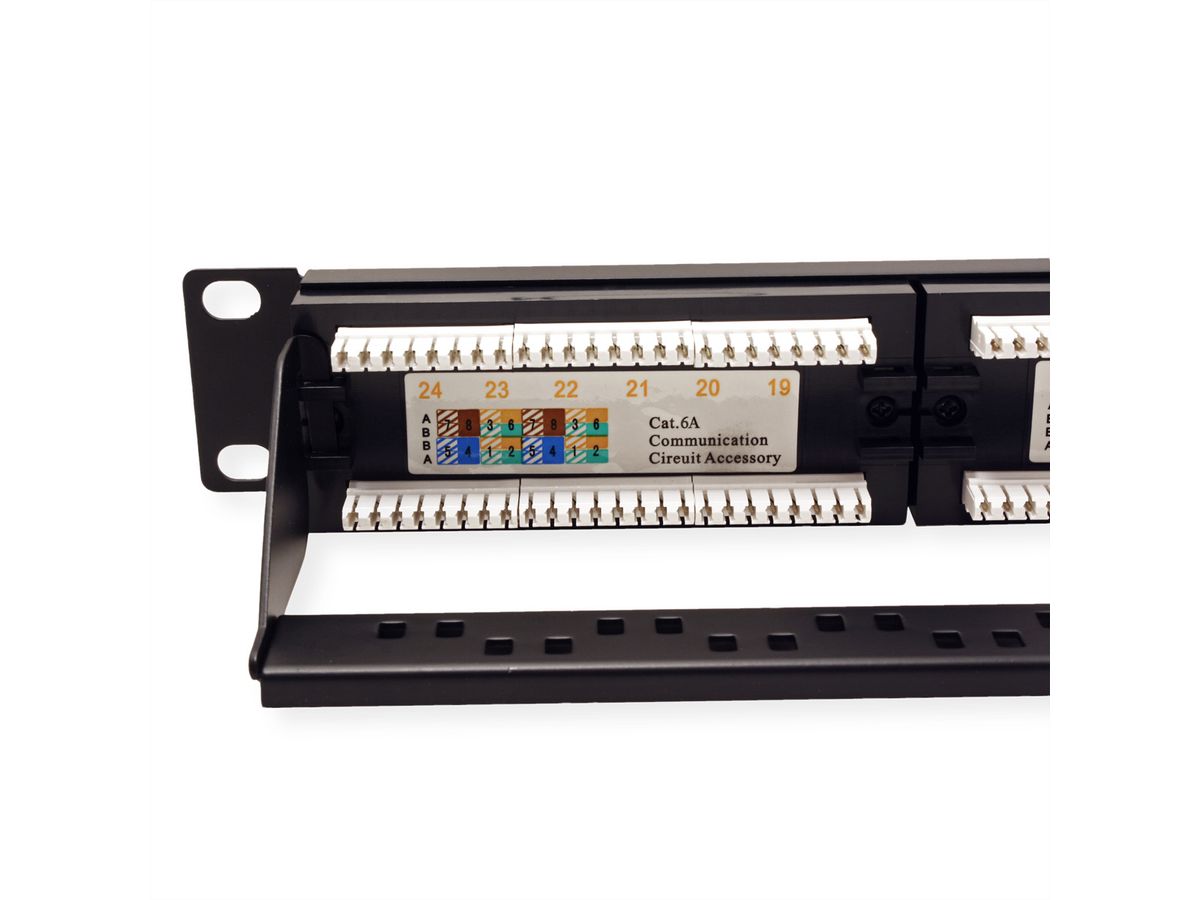 VALUE Cat.6A (Class EA) 19" Patchpaneel, 24 P, onafgeschermd, zwart