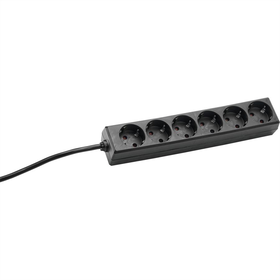 BACHMANN SELLY socket strip 6x earthing contact, black, 1.5 m