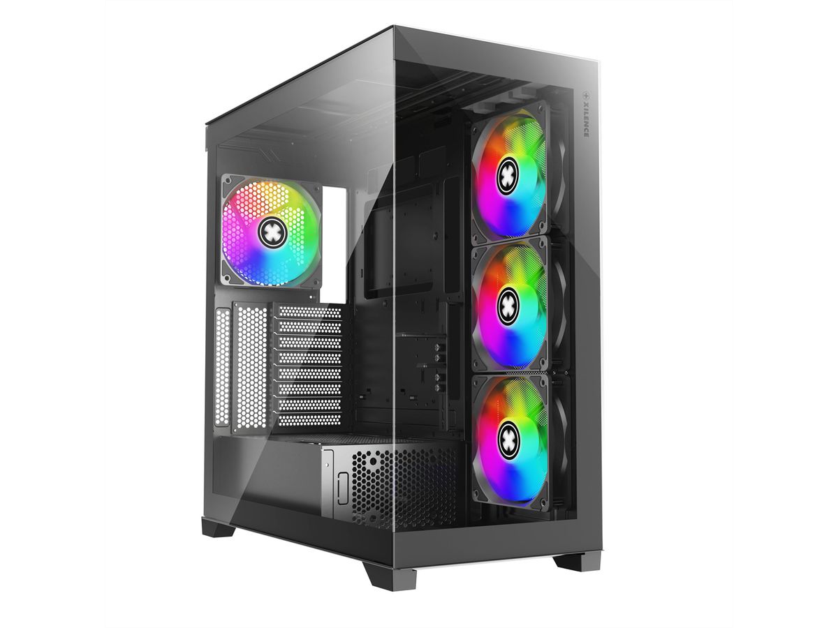 XILENCE Xilent Gleam X818.ARGB Gaming ATX PC-behuizing zwart, RGB ATX Midi Tower