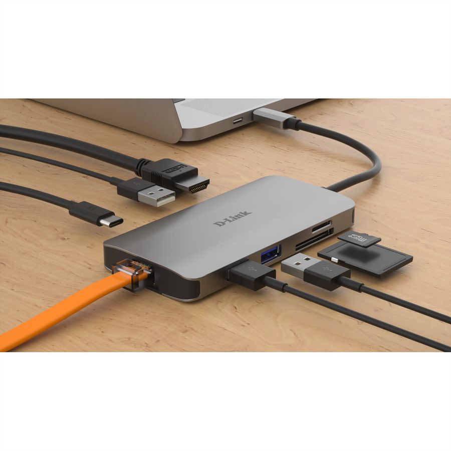 D-Link DUB-M810 USB-C 8-poorts USB 3.0 Hub HDMI, Ethernet, kaartlezer, voeding