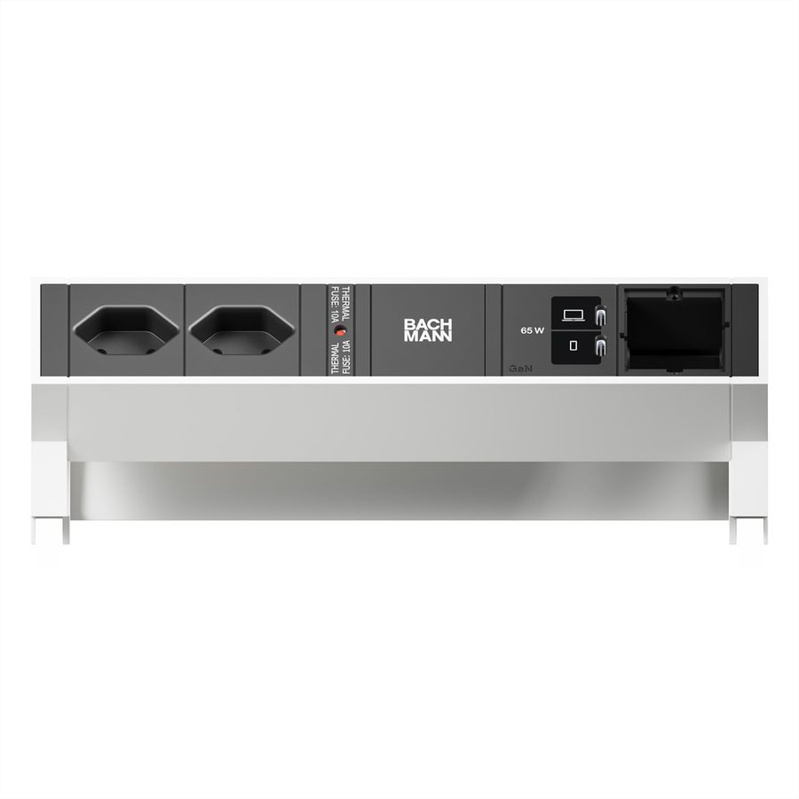 BACHMANN DESK2 2xCH 90° 1xUSB C/C 65W, 1xCM L=0.2m RAL9010