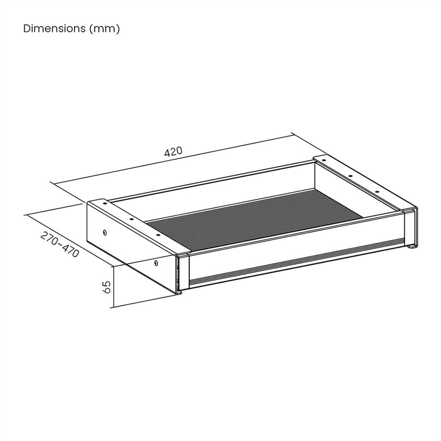 VALUE Ultra-Slim Underdesk Mount Storage Drawer, 420 mm width, black