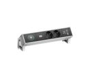 BACHMANN DESK2 1xIOTspot 2xprotective contact, USB Charger 0.2m GST18, inox