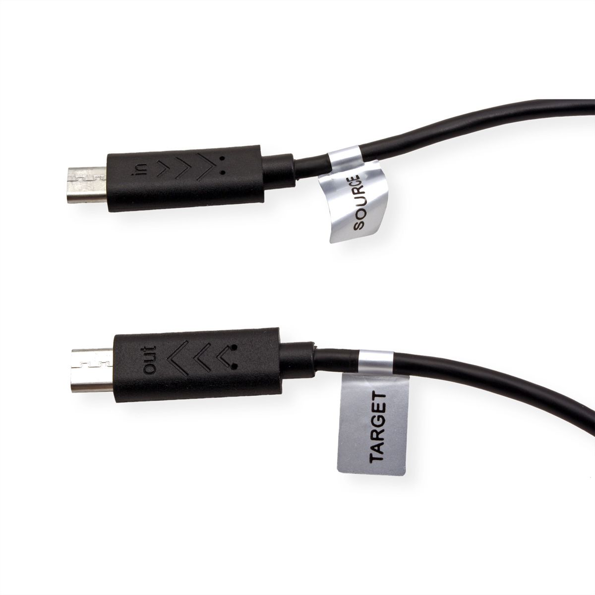 ROLINE USB 2.0 Charging Cable, Micro B - Micro B, M/M, black, 0.3 m