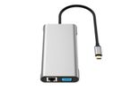 VALUE Dockingstation Type C, 1x HDMI 4K60, 1x HDMI 4K30, 1x DP 4K60, 1x VGA 1080P, 1x Gigabit Ethernet, 2x USB 3.2 Gen1 (C), 1x USB 3.2 Gen1 (A), 1x USB 2.0 (A), 1x Type C PD (Power Delivery)