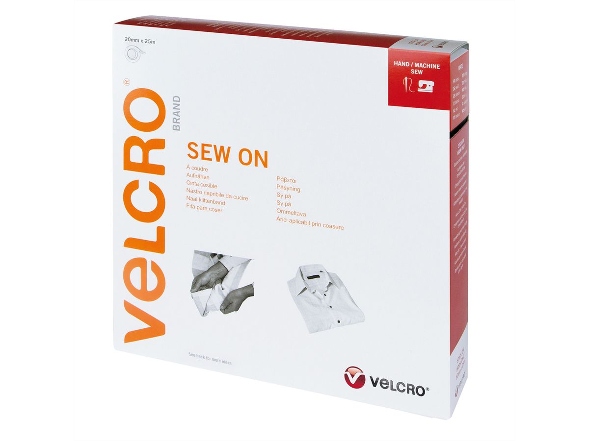 VELCRO® klittenband om te naaien met haken en lussen 20 mm x 5 m wit