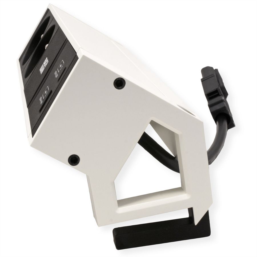BACHMANN DESK2 2xUTE 1xUSB A/C 22W 0,2m GST18 RAL9010