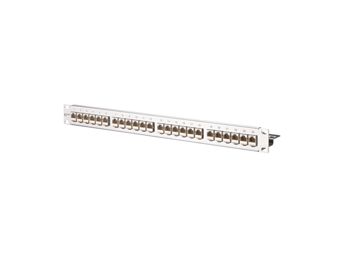 METZ CONNECT E-DAT modul 24x8(8) 1HE Patchfeld Cat.6A, Edelstahl