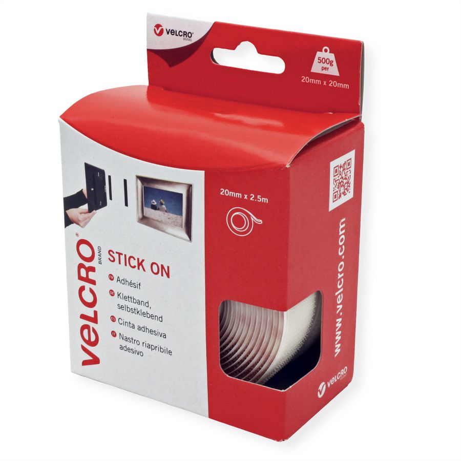 VELCRO® zelfklevend klittenband 20 mm x 2,5 m wit