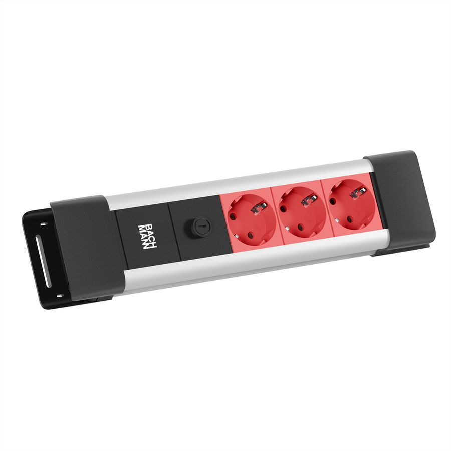 BACHMANN CONNECTUS 3xCEE7/3, 10A  C14-Stecker, rot, 2 m