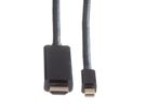 ROLINE Mini DisplayPort Cable, Mini DP-UHDTV, M/M, zwart, 2 m