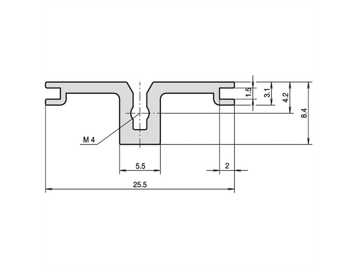 Horizontale achterrail, type AB voor I/O-printplaatgeleiders achter, 63 pk