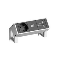 BACHMANN DESK2 1x earthing contact 1xUSB Charger Inox