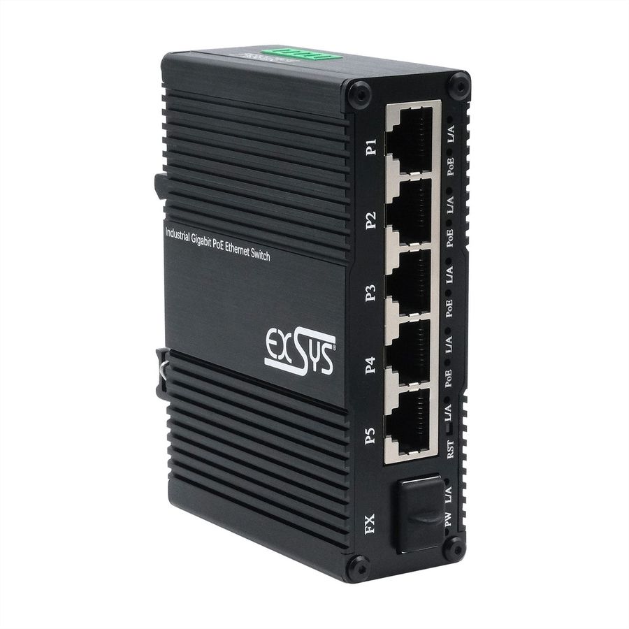 EXSYS EX-62030MPoE-SFP-5+1-poorts industriële Gigabit SFP PoE+ mini-switch