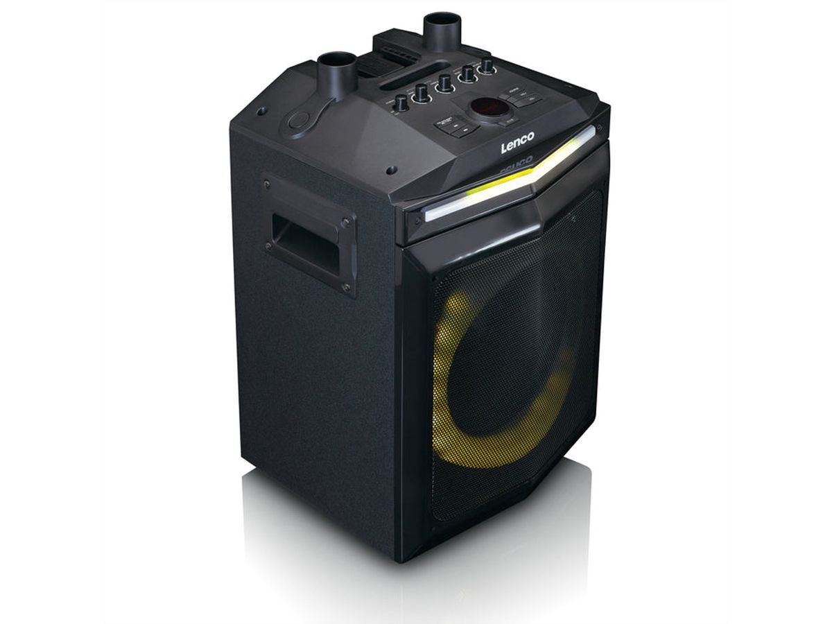 Lenco PA-systeem PA-220BK, 2 microfoons,, BT, feestverlichting, 120W RMS