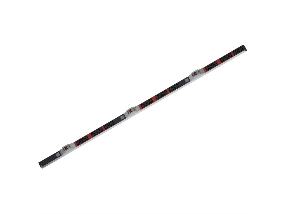 BACHMANN BN0500 19" PDU 1HE 24xC13 6xC19, vermogensmeting, aansluiting CEE 3x32A, rood