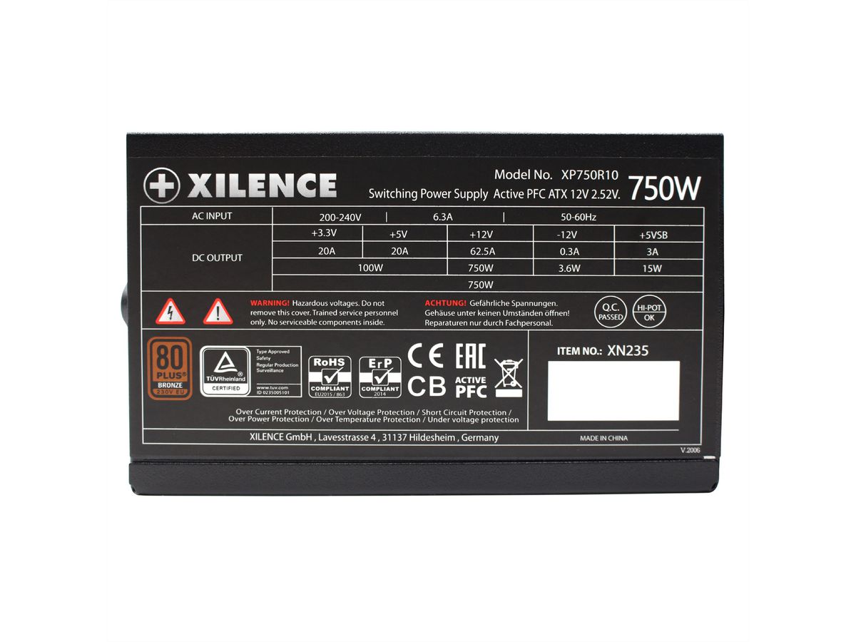Xilence XP750R10 750W PC Power Supply, 80+ Bronze, Gaming, ATX