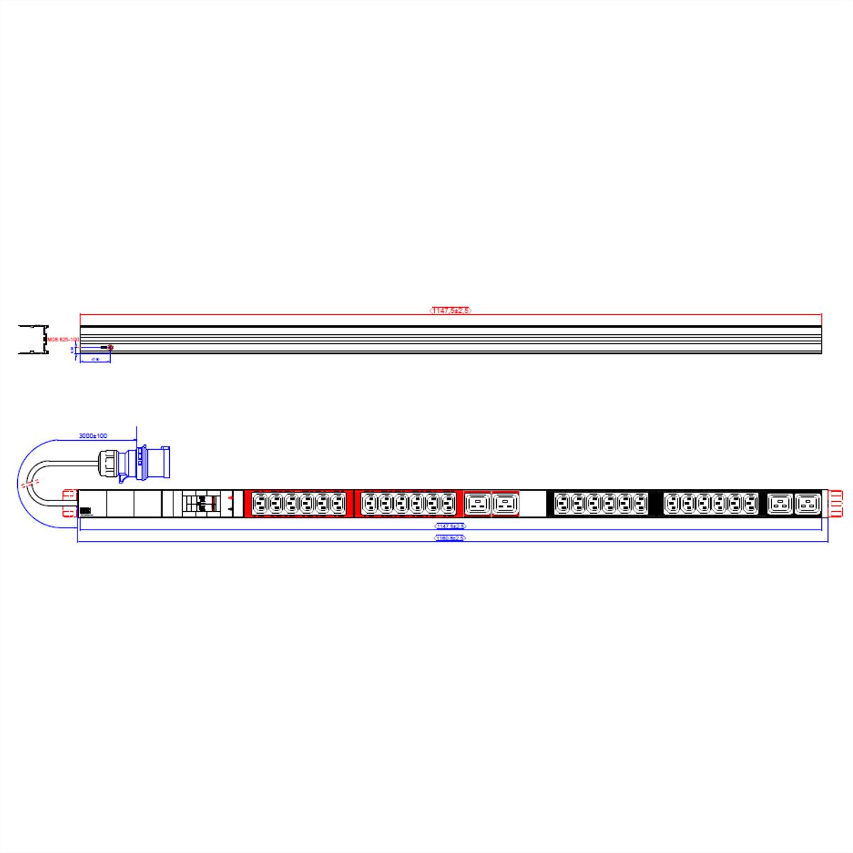 BACHMANN IT PDU ALU 1U 20xC13 4xC19 2xLS CEE 32A blue