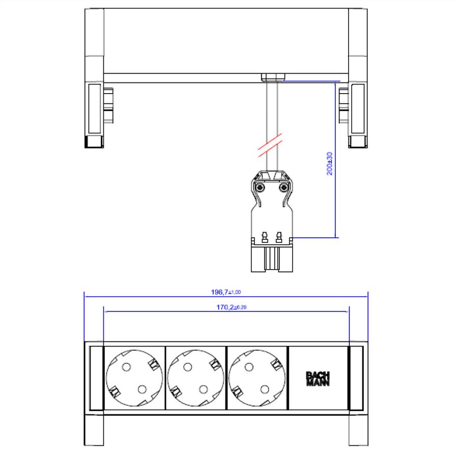 BACHMANN DESK2 3x geaard stopcontact GST18 Inox
