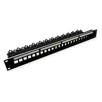 ROLINE 19" keystone module rack, leeg, 24P. afgeschermd , Clip bevestiging, zwart